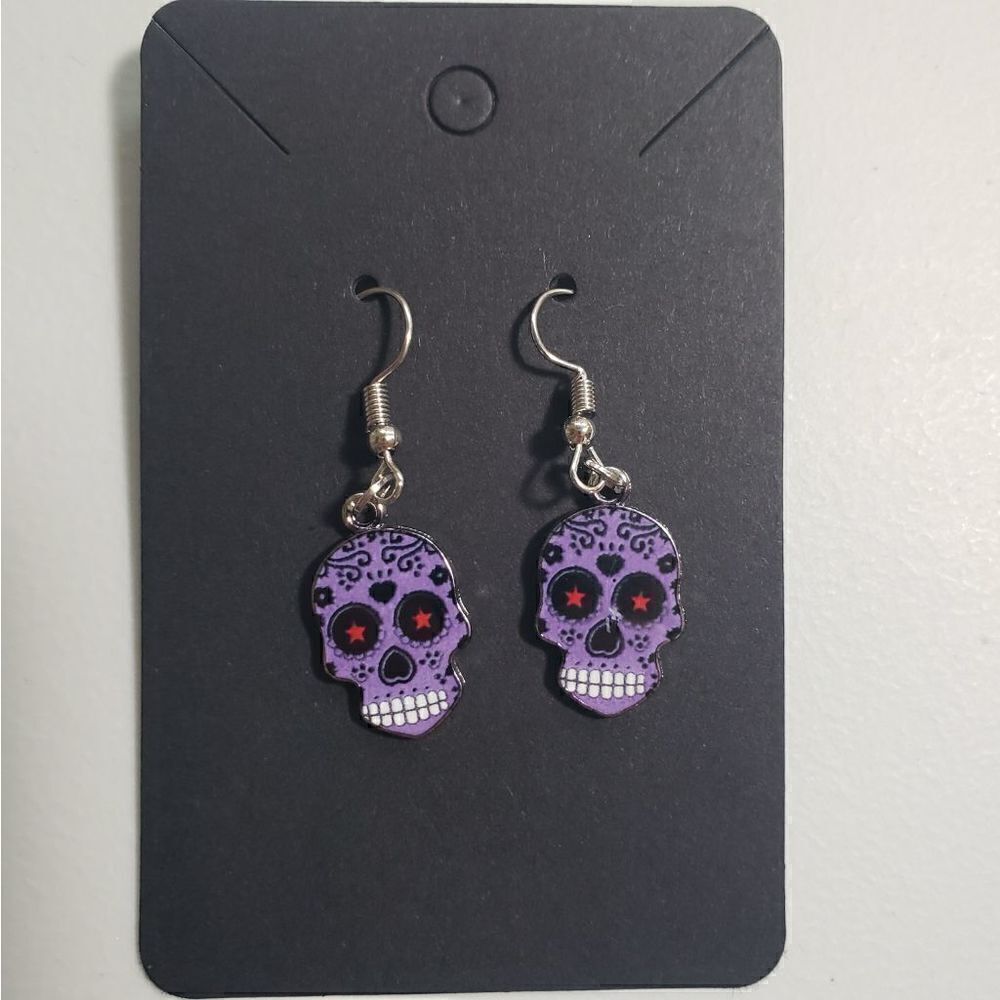 Handmade Halloween Day of the Dead Dia De Muertos candy skull earrings